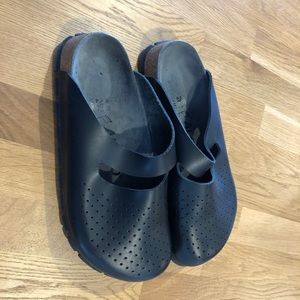 Birkenstock Alpro Black Leather open back clog. Women’s 9. 40.